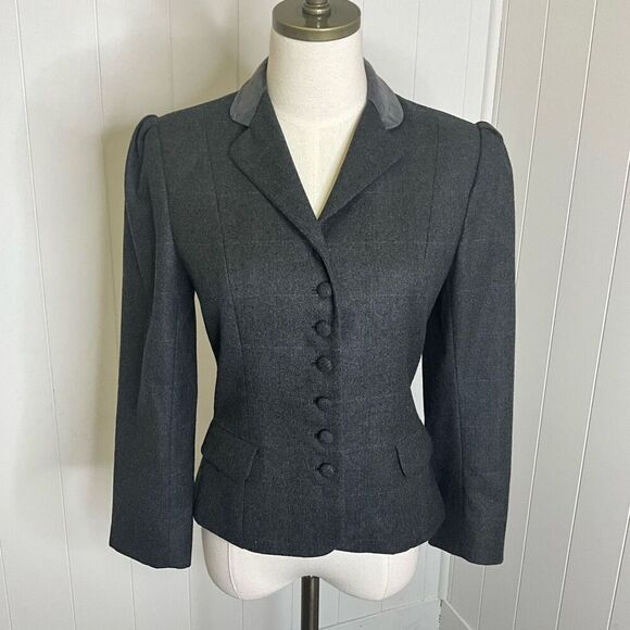Vintage 80s Cassidy Women’s Size 8 Wool Blend Acetate Grey Boxy Blazer J… - Picture 1 of 14